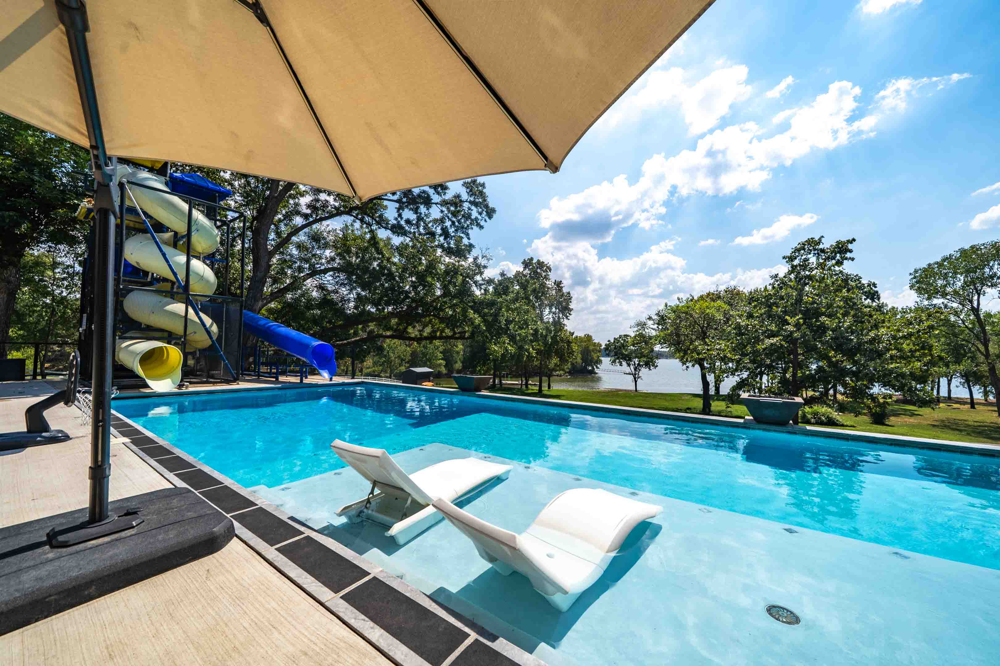 Pool with loungers