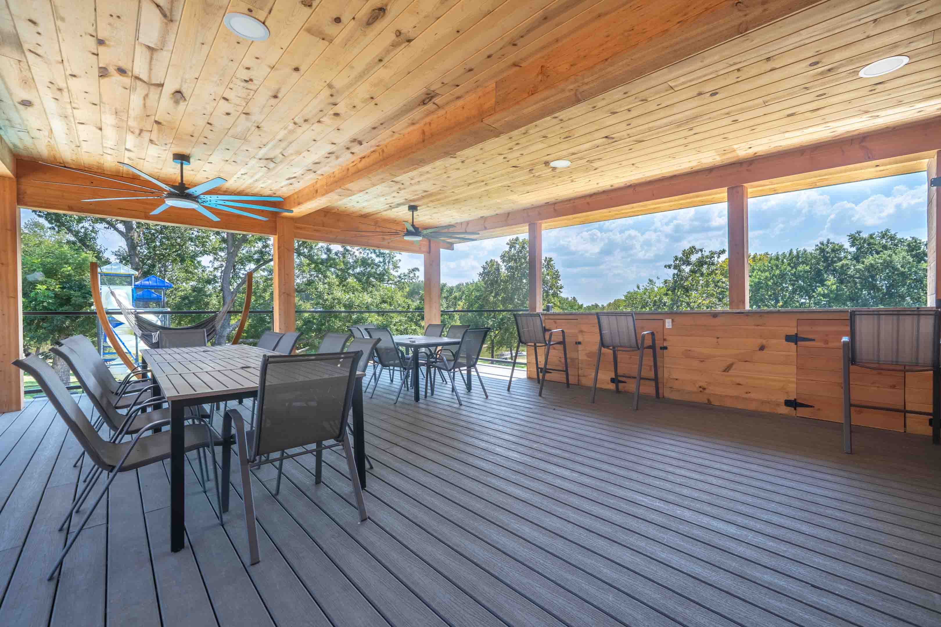 Covered deck dining area